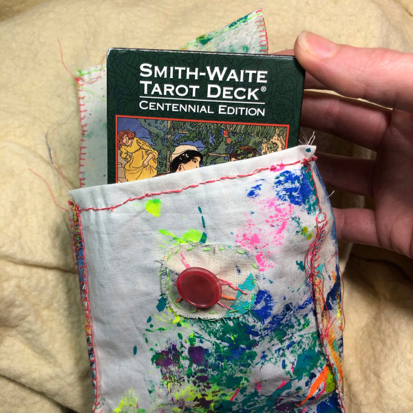 WITCH STITCH | Oracle or Tarot Deck Bag with Button : Aries Season